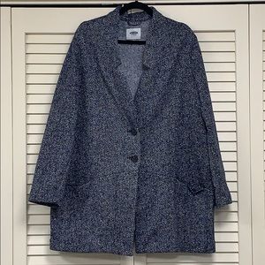 Old Navy Relaxed Fit Navy/White Patterned Coat XXL